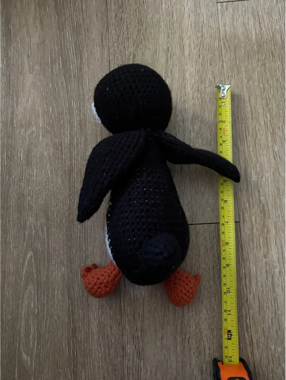 Handmade Crochet Penguin Plush Black White Orange 10” d49